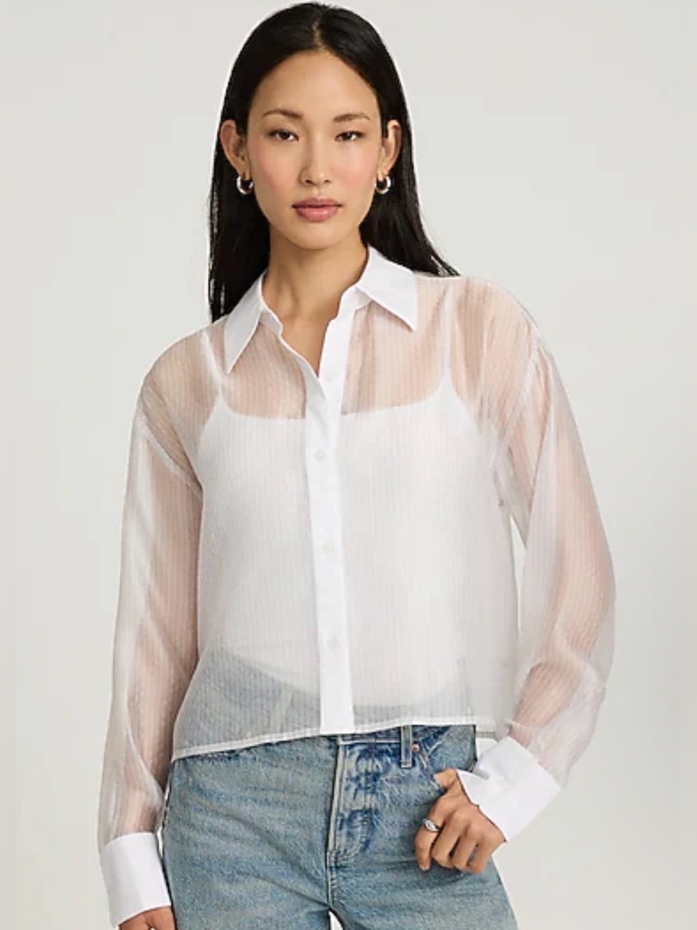 EXPRESS SHEER CREPE COLLARED SHIRT